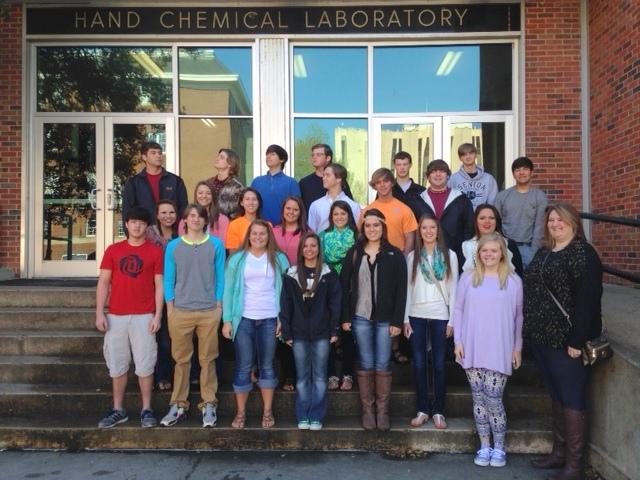 students standing on steps